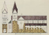 Ehemalige Klosterkirche Neustadt nach dem Brand 1857